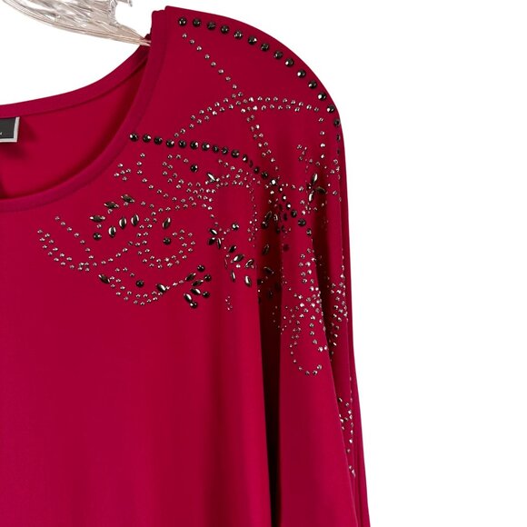 JM Collection Large Long-Sleeve Rhinestone Embellishments Fuchsia - Picture 13 of 13